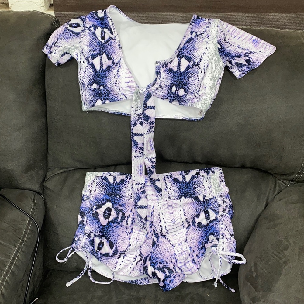 Purple snakeskin 2 piece bikini set